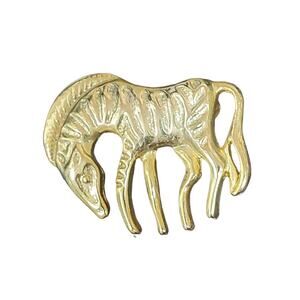 Vintage Zebra Goldtone Safari Animal Brooch